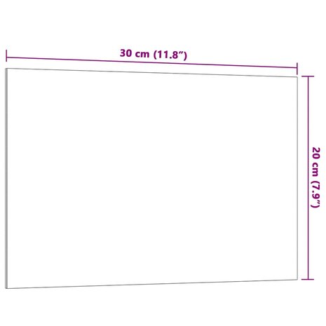 Magneetbord voor aan de wand 30x20 cm gehard glas wit 6