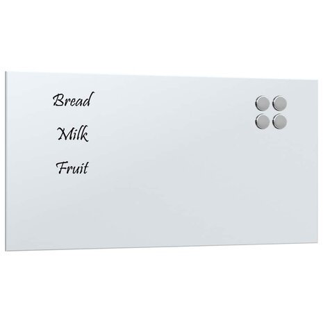 Magneetbord voor aan de wand 60x30 cm gehard glas wit 2