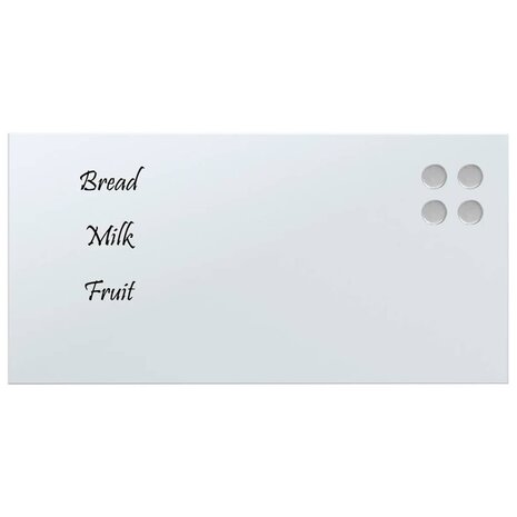 Magneetbord voor aan de wand 60x30 cm gehard glas wit 3