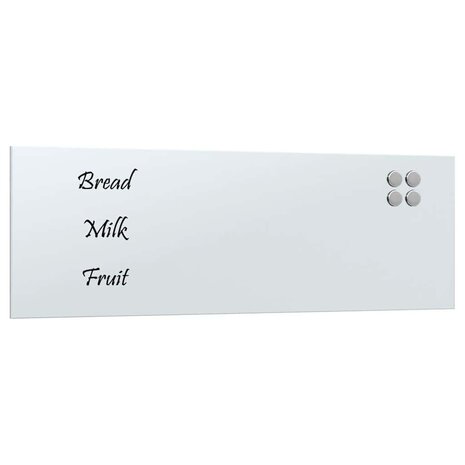 Magneetbord voor aan de wand 80x30 cm gehard glas wit 2
