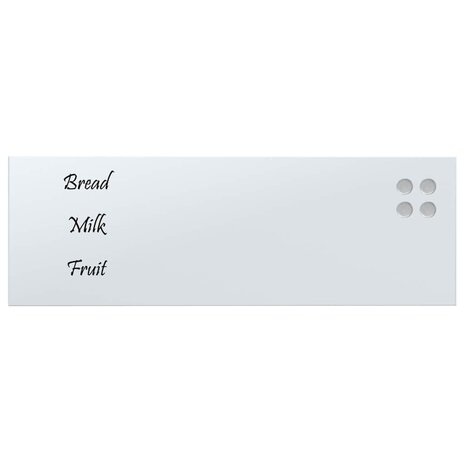 Magneetbord voor aan de wand 80x30 cm gehard glas wit 3