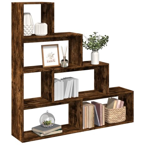 Kamerscherm / boekenkast 143,5x29x143,5 cm hout gerookt eiken 1