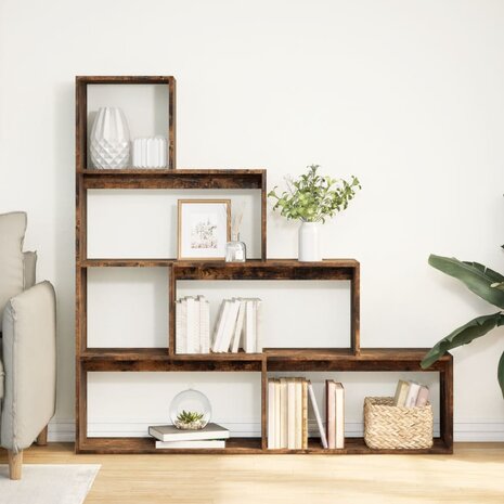 Kamerscherm / boekenkast 143,5x29x143,5 cm hout gerookt eiken 3