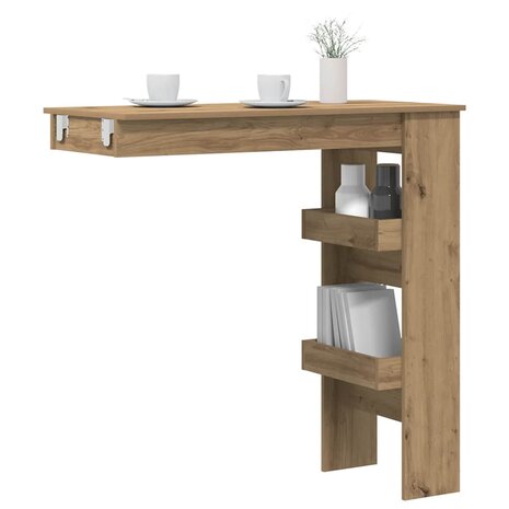 Bartafel wandgemonteerd 102x45x103,5 cm bewerkt hout artisanaal 3