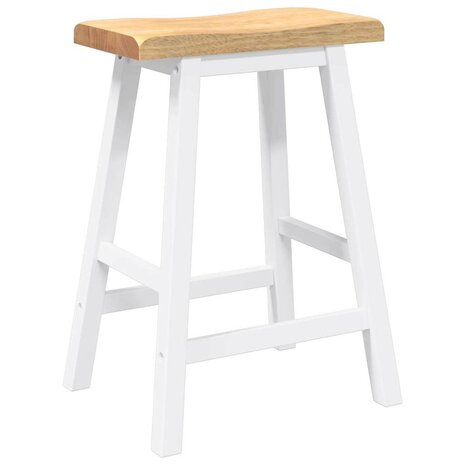 Barkrukken 2 stuks Wit Massief Hout Rubber 4