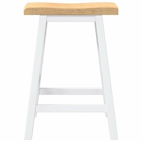 Barkrukken 2 stuks Wit Massief Hout Rubber 5