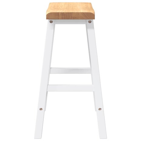 Barkrukken 2 stuks Wit Massief Hout Rubber 6