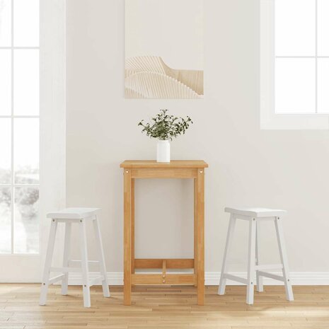 Barkrukken 2 stuks Wit Massief Hout Rubber 1