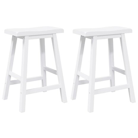 Barkrukken 2 stuks Wit Massief Hout Rubber 2