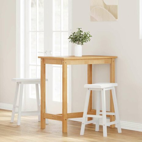 Barkrukken 2 stuks Wit Massief Hout Rubber 3