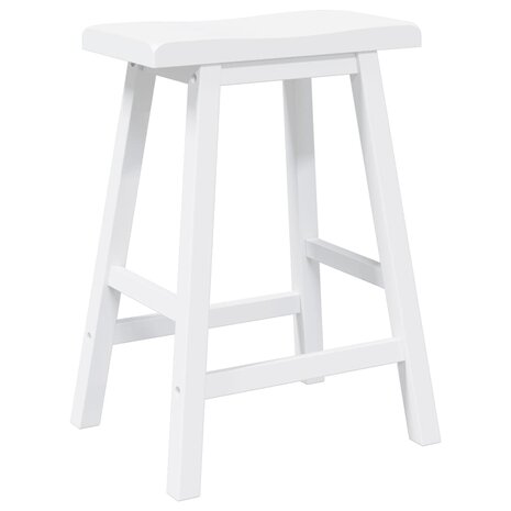 Barkrukken 2 stuks Wit Massief Hout Rubber 4