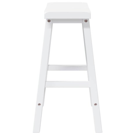 Barkrukken 2 stuks Wit Massief Hout Rubber 6