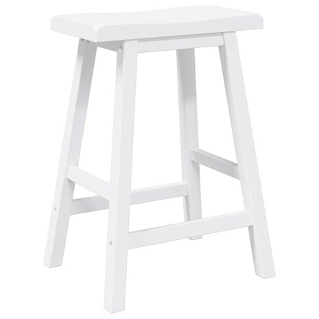 Barkrukken 2 stuks Wit Massief Hout Rubber 7