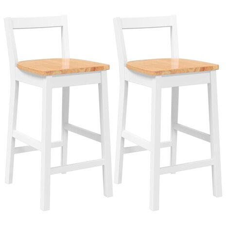 Barkrukken 2 stuks Wit Massief Hout Rubber 2