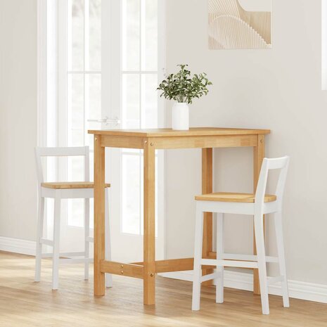 Barkrukken 2 stuks Wit Massief Hout Rubber 3