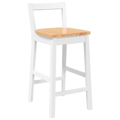 Barkrukken 2 stuks Wit Massief Hout Rubber 4