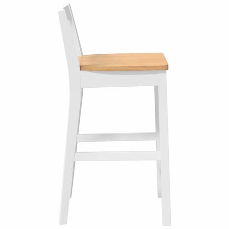 Barkrukken 2 stuks Wit Massief Hout Rubber 6