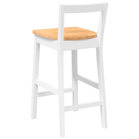 Barkrukken 2 stuks Wit Massief Hout Rubber 7