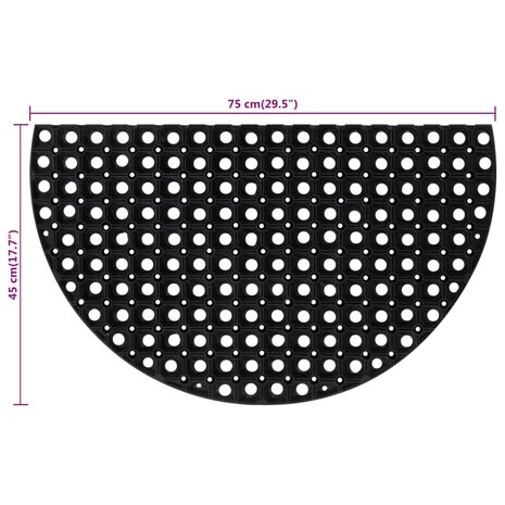Deurmat halfrond 45x75 cm rubber 6