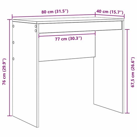 Bureau Gerookt eiken 80 x 40 x 76 cm Bewerkt hout 8