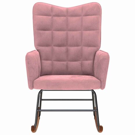 Schommelstoel fluweel roze 3