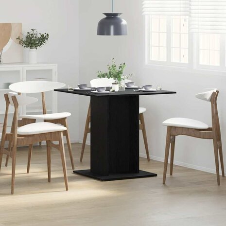Eettafel Zwart Eiken 80x80x75 cm Bewerkt Hout 1