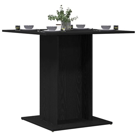 Eettafel Zwart Eiken 80x80x75 cm Bewerkt Hout 4