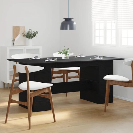 Eettafel Zwart Eiken 180x90x76 cm Bewerkt Hout 4