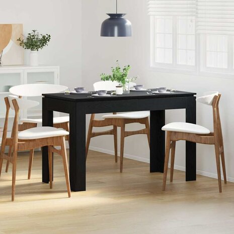 Eettafel Zwart Eiken 120x60x76 cm Bewerkt Hout 1