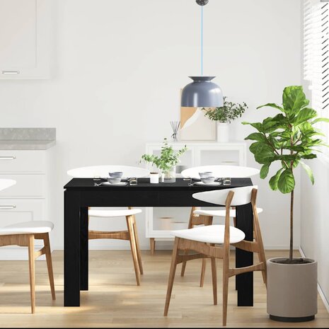 Eettafel Zwart Eiken 120x60x76 cm Bewerkt Hout 3