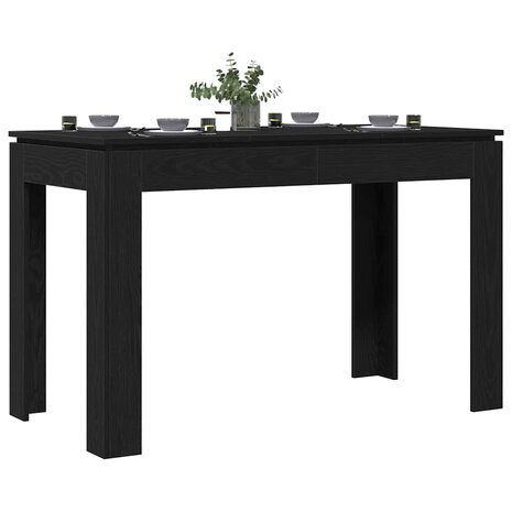 Eettafel Zwart Eiken 120x60x76 cm Bewerkt Hout 4