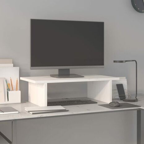 Monitorstandaard 50x27x15 cm massief grenenhout wit 1
