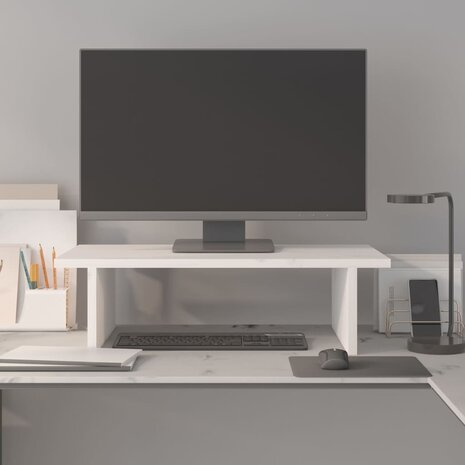 Monitorstandaard 50x27x15 cm massief grenenhout wit 3