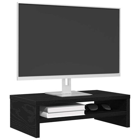 Monitorstandaard Zwart Eiken 42x24x13 cm Bewerkt Hout 4