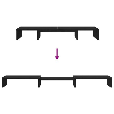 Monitorstandaard Verhoger Verstelbaar Zwart Eiken 80x24x10,5 cm 8