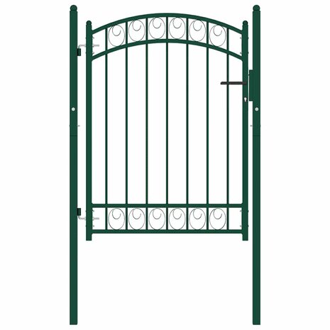 Poort met gebogen bovenkant 100x125 cm staal groen 2