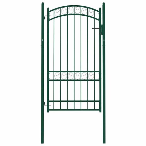 Poort met gebogen bovenkant 100x175 cm staal groen 2