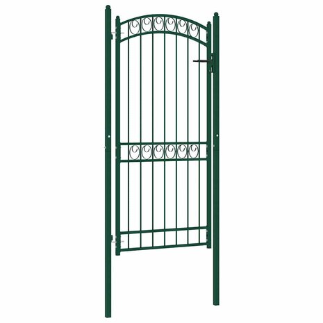 Poort met gebogen bovenkant 100x200 cm staal groen 1