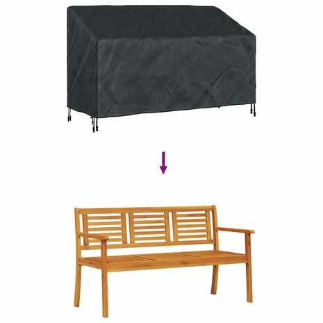 Tuinbankhoes Zwart 165 x 70 x 65 / 94 cm 600D stof 8