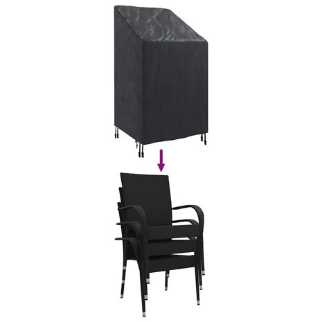 Tuinstoelhoes Zwart 70 x 70 x 85 / 125 cm 600D stof 8