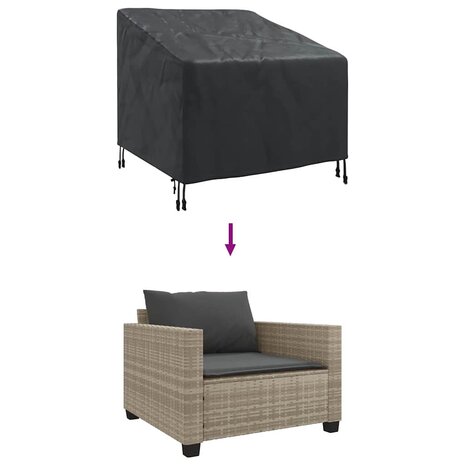 Tuinstoelhoes Zwart 90 x 90 x 50 / 75 cm 420D stof 8
