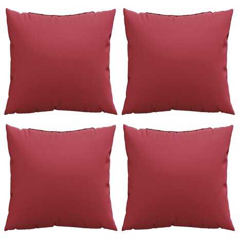 Bankkussens 4 stuks Wijnrood 40x40 cm Stof 4