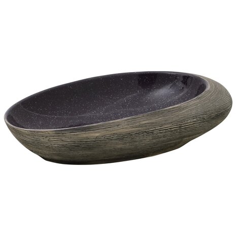 Opzetwasbak ovaal 59x40x14 cm keramiek paars en grijs 2