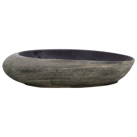 Opzetwasbak ovaal 59x40x14 cm keramiek paars en grijs 3