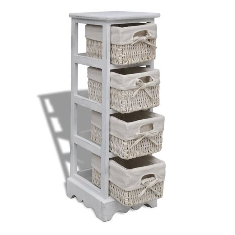 Opbergkast met 4 weefmanden hout wit  5