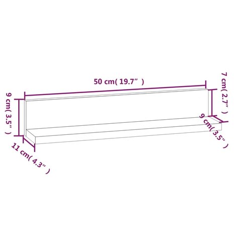 Wandkasten 2 st 50x11x9 cm massief grenenhout wit 8