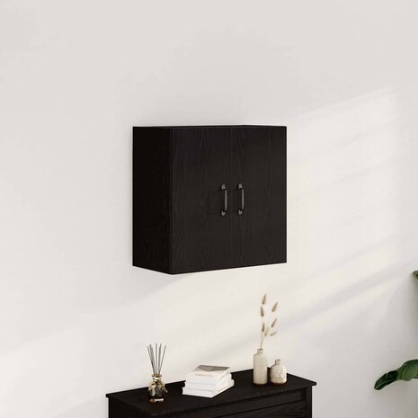 Wandkast 60x31x60 cm bewerkt hout zwart eikenkleurig 1