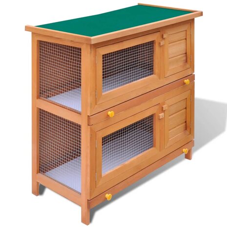 Buitenkonijnenhok voor kleine huisdieren, 4 deuren, hout 2