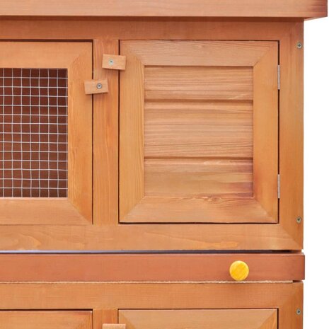 Buitenkonijnenhok voor kleine huisdieren, 4 deuren, hout 4