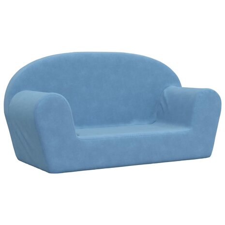 Kinderbank 2-zits zacht pluche blauw 2